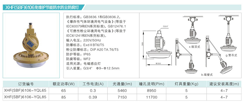 XHF(SBF)6106免维护节能防水防尘防腐灯